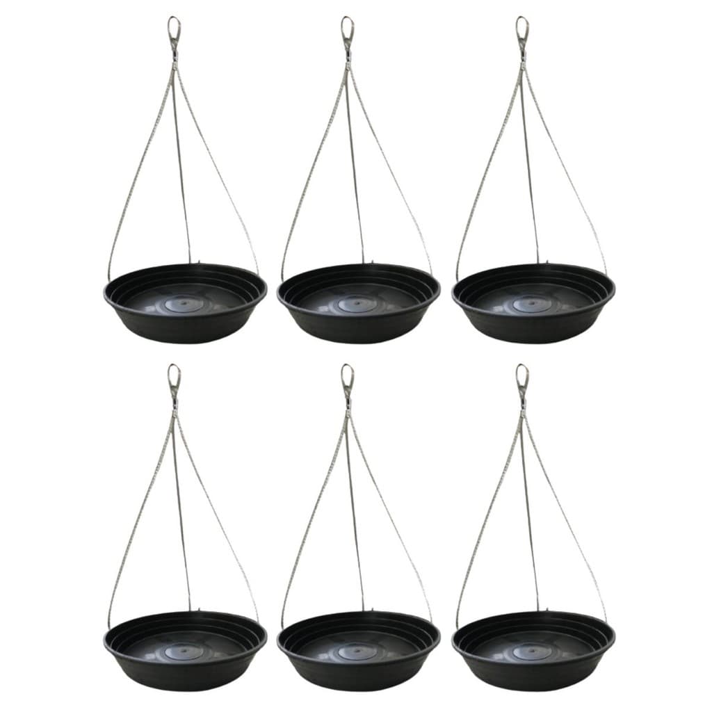 6 Suporte P/ Pendurar Vaso E Planta Suspenso Parede e Teto - Prato De Plástico 17 cm + Cabo de Aço de Pendurar Vaso 40cm
