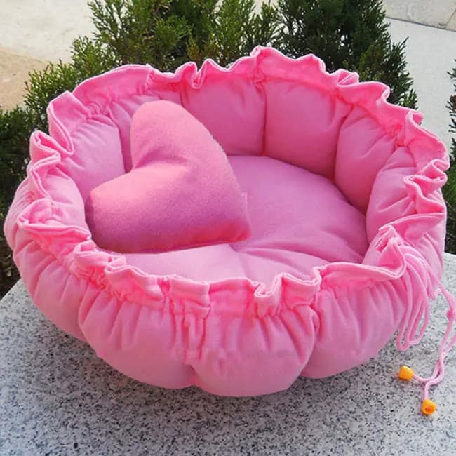 Caminha Redonda com Almofada de Coração Cama Pet Londres
