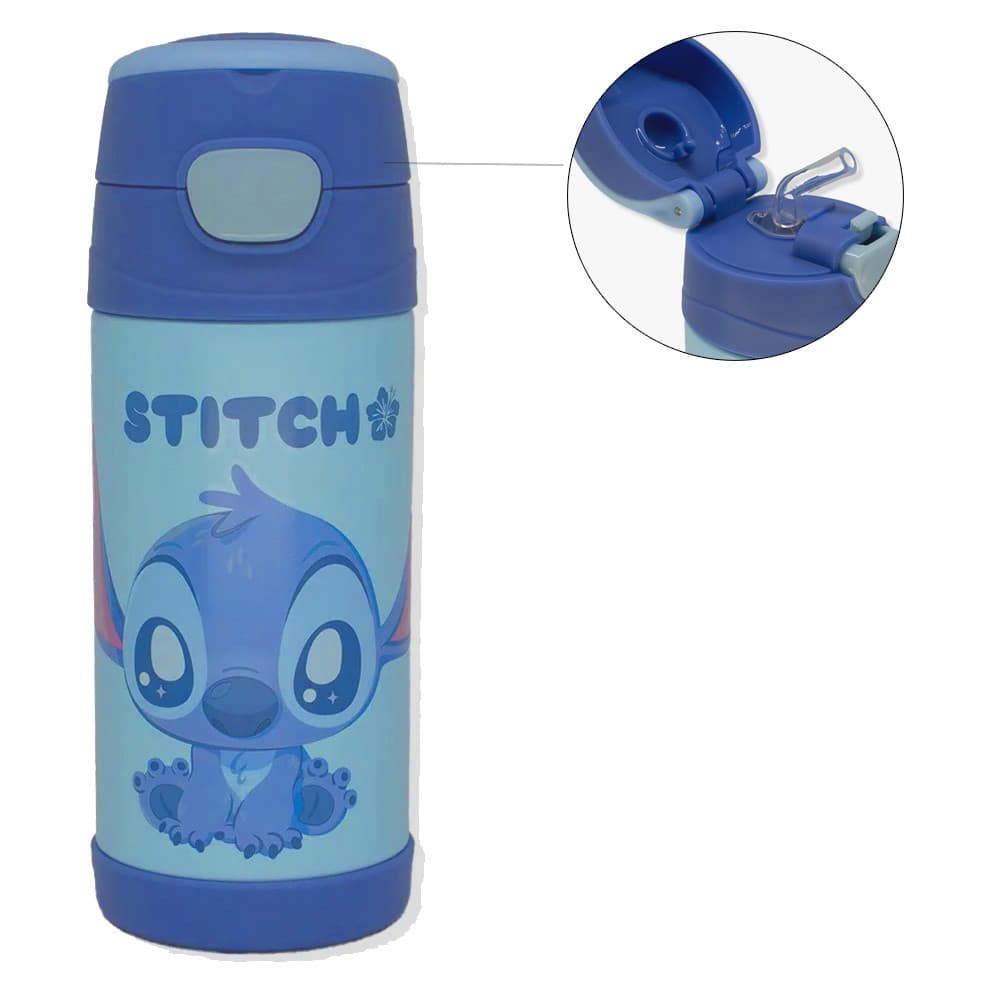 Garrafa Térmica Escolar Infantil 350ml Handle Stitch Disney