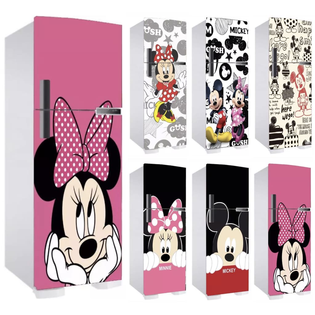 Adesivo Para Geladeira Freezer Auto Colante Mickey Mouse Minnie Envelopamento