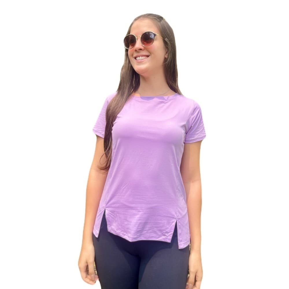 Camiseta Feminina UV50+ Manga Curta Gola Redonda Fitness Casual