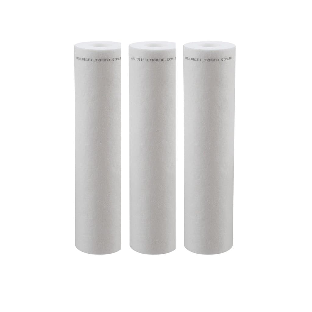 KIT 3 UN Refil BBI Polipropileno Pp10 9 3/4 1.000L/H 5 micra Compativel  POE Lorenzetti Hoken Mult