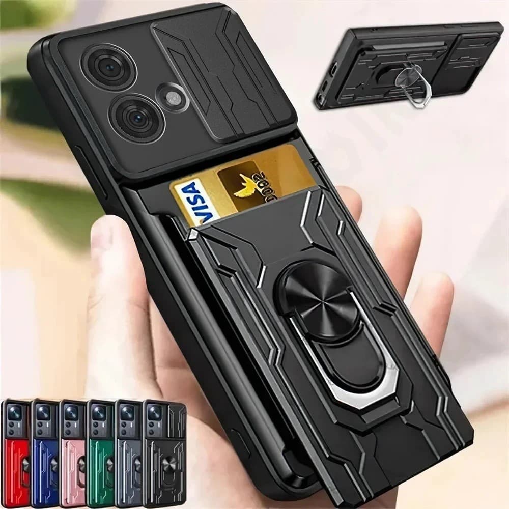 Capa Para Motorola Moto Edge 70 50 40 30 Pro Fusion G56 G86 G15 G35 G55 G85 G14 G54 G84 Suporte De Cartão Slide Câmera A