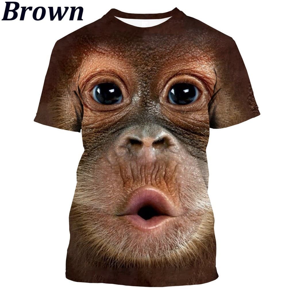 Nova Moda Paródia Gorila Divertido Macaco 3D Impresso Camiseta Masculina E Feminina Verão Casual Manga Curta Camisa Anim
