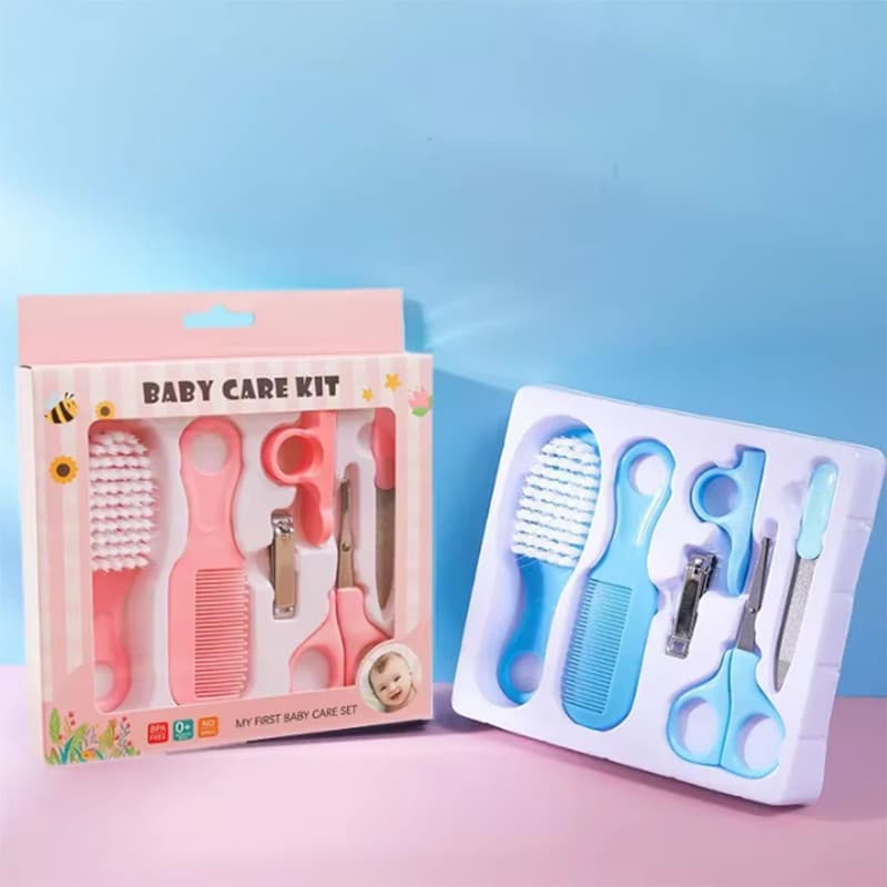 Kit 6 Peças Cuidados com Bebes Higiene Infantil Recém Nascidos Azul e Rosa