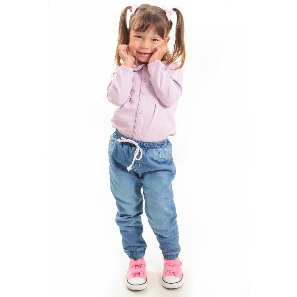 Calça Jogger Infantil Feminina Forrada Pelo Carneirinho
