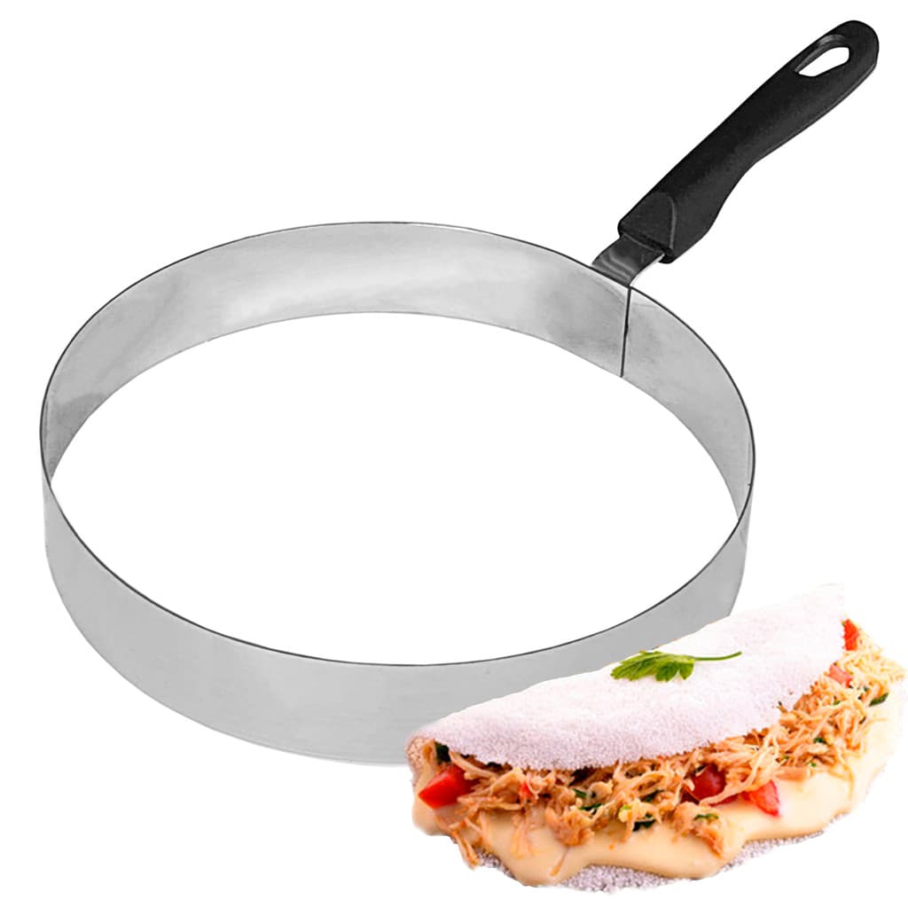 Aro Modelador de Tapioca Omelete Redondo 21cm Inox Cabo