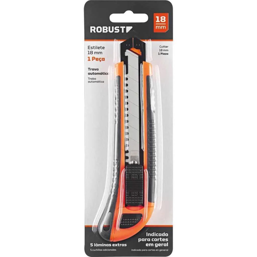Estilete Largo 18mm em Aço Especial + 5 Lâminas 3370139 Robust