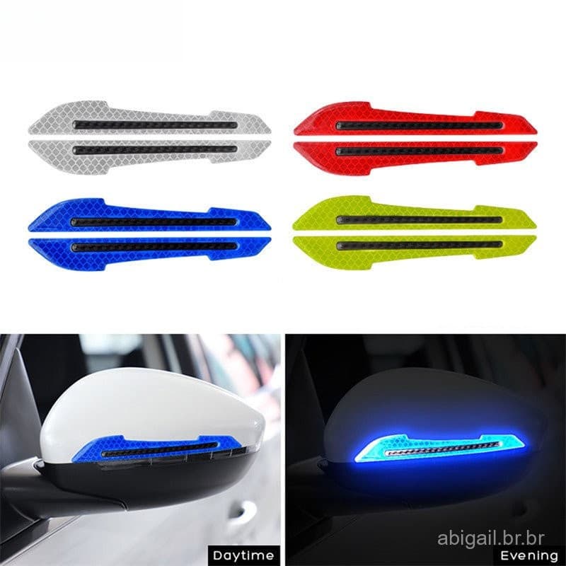 2Pcs Espelho Retrovisor Do Carro Adesivo Refletivo De Segurança Aviso Fita Decorativa