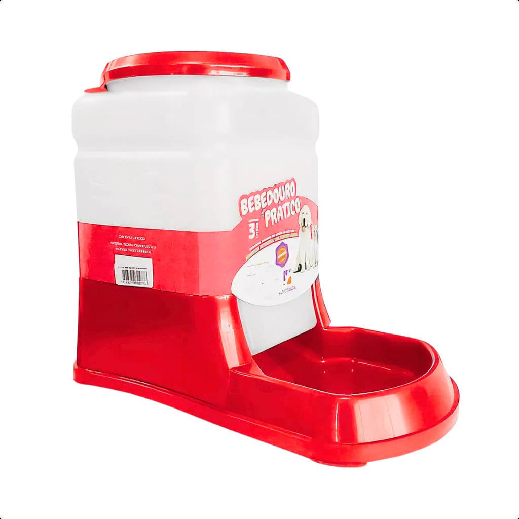 Bebedouro Automático 3L Vermelho Para Cães E Gatos Prático