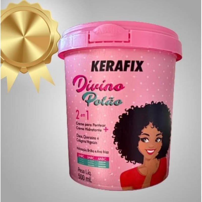Máscara Penteia Potão 2 em 1 kerafix 500ml,3 Creme de Cabelo para Pentar e Creme Hidratante