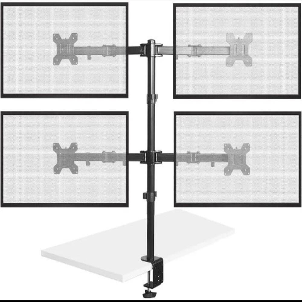 Suporte 4 Monitores Articulado Gamer Tv Braço Mesa Estúdio Podcast Ajustável Universal Luxo
