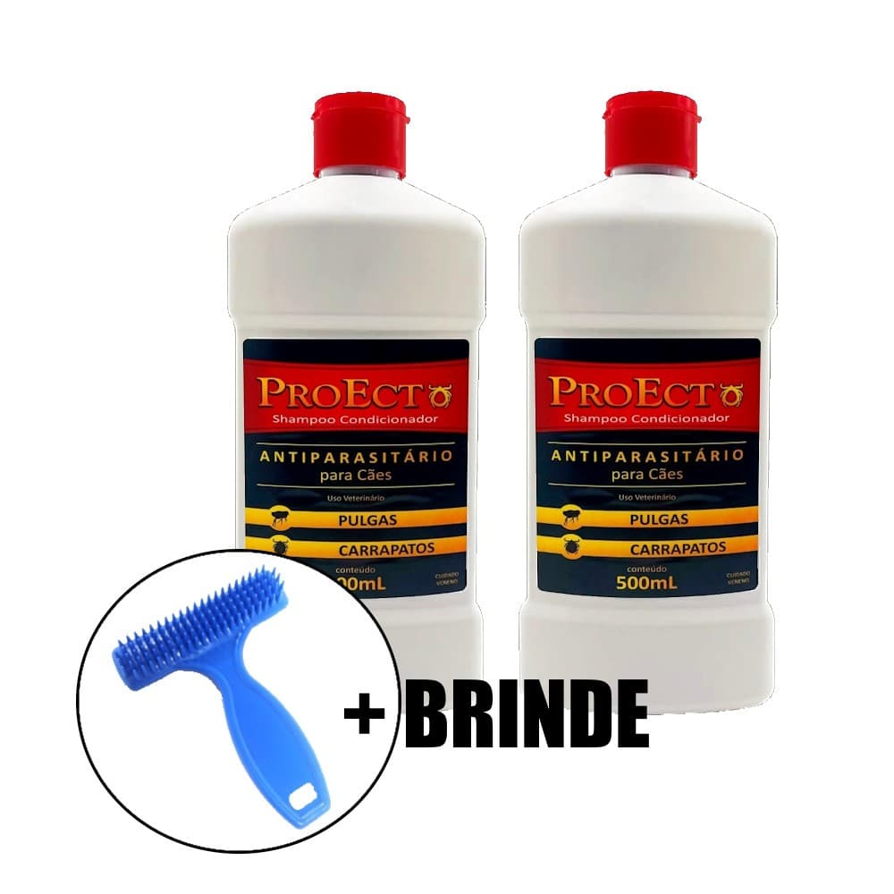 Kit 2 Proecto Shampoo Condicionador Anti Pulgas e Carrapatos Para Cães Limpeza e Proteção