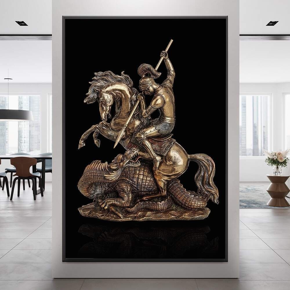 Quadro Decorativo 110x80cm São Jorge Hall Luxo Sala Quarto Casa Decoração De Parede Mdf Adesivo