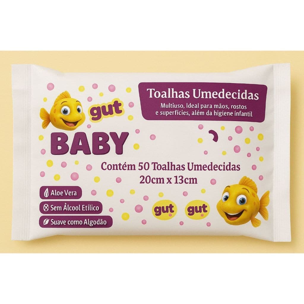 Lenço Umedecido Gut Baby 50un Sem Álcool Limpeza Suave e Hidratante com Extratos Naturais