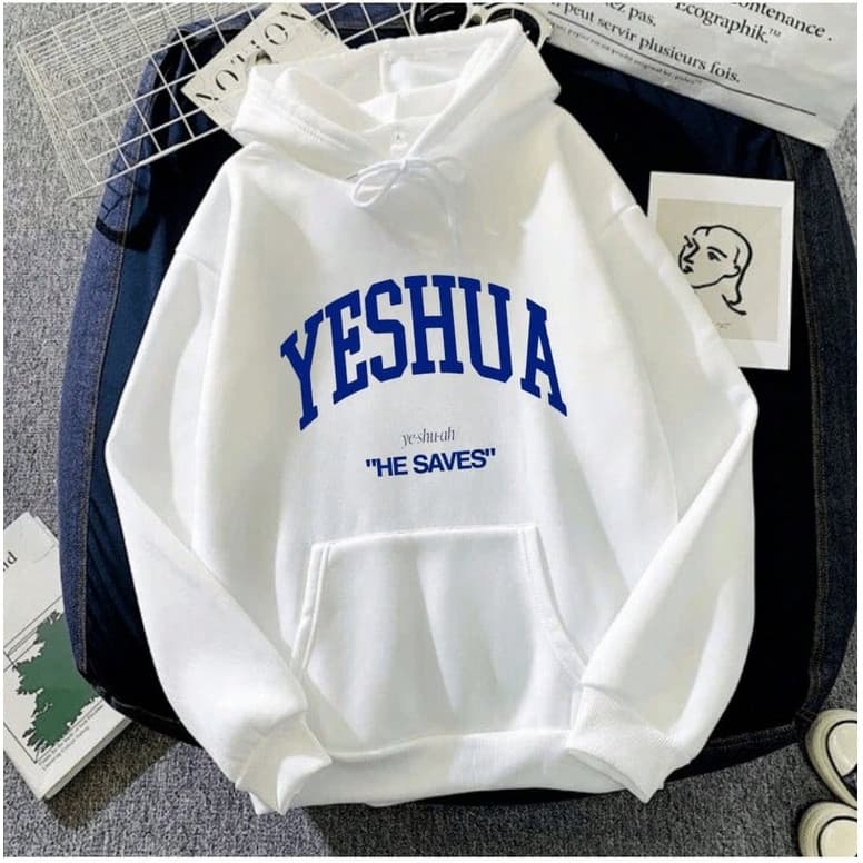 Blusa Moletom Canguru Religiosa Cristã Yeshua He Saves Agasalho Casaco De Frio 100% Algodão Premium