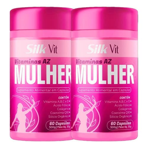 Kit 2 Az Mulher+ Colágeno+ Coq10+ Silicio 60 Cáps - Silkvit