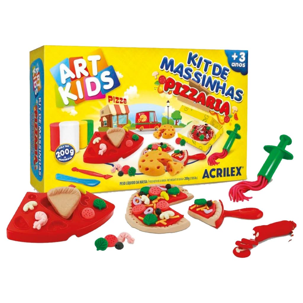 Massa De Modelar Acrilex Kit Pizzaria 200g 7 Peças Ref: 40068