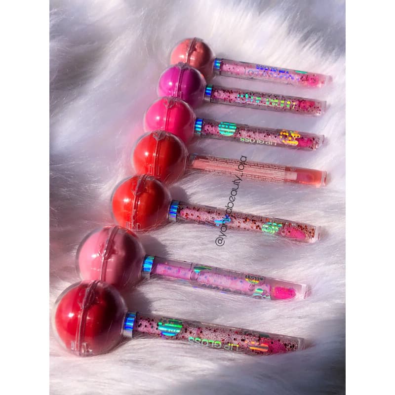 Lip Balm gloss 2 in 1 Huda Perfect Gloss Labial Fofo Glos Pirulito infantil e adulto maquiagem ~ENVIO RAPIDO