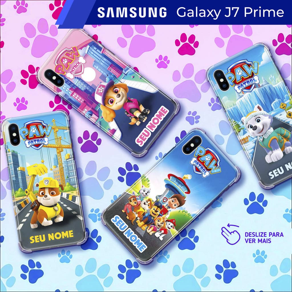 Capa Capinha - Samsung Galaxy J7 Prime - Patrulha Canina Personalizada com Nome