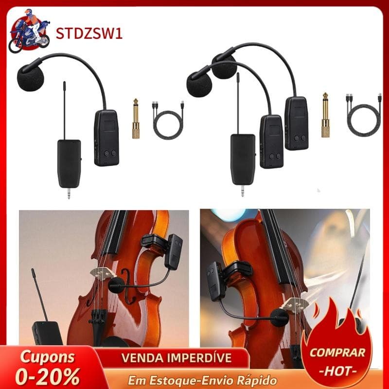 [stdzsw1] Microfone De Violino Sem Fio , Leve , Resistente , Fácil De Usar , Clipe Condensador De Instrumento Para Exerc