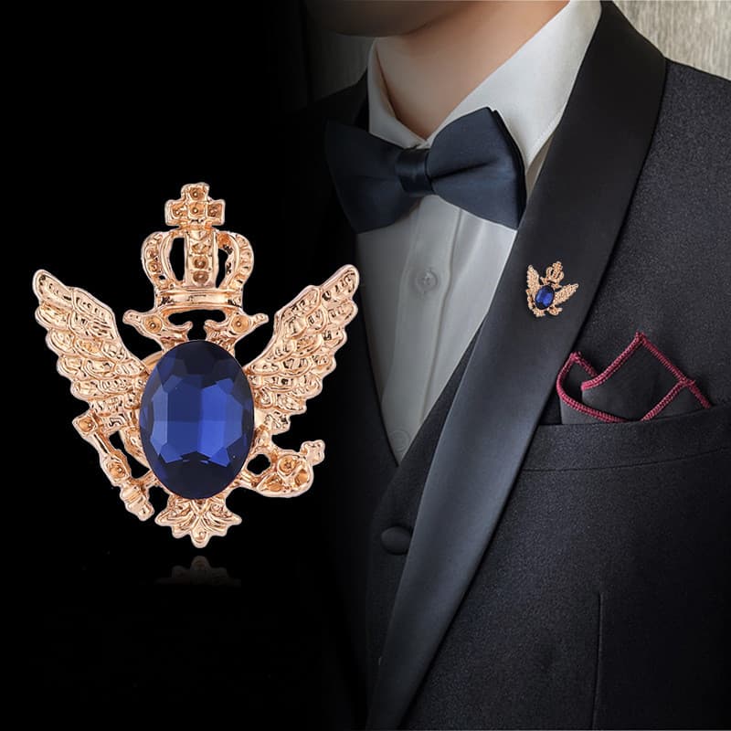 Broche Masculino De Duas Cabeças Águia Terno Acessórios Pino Dominador Moda Jóias