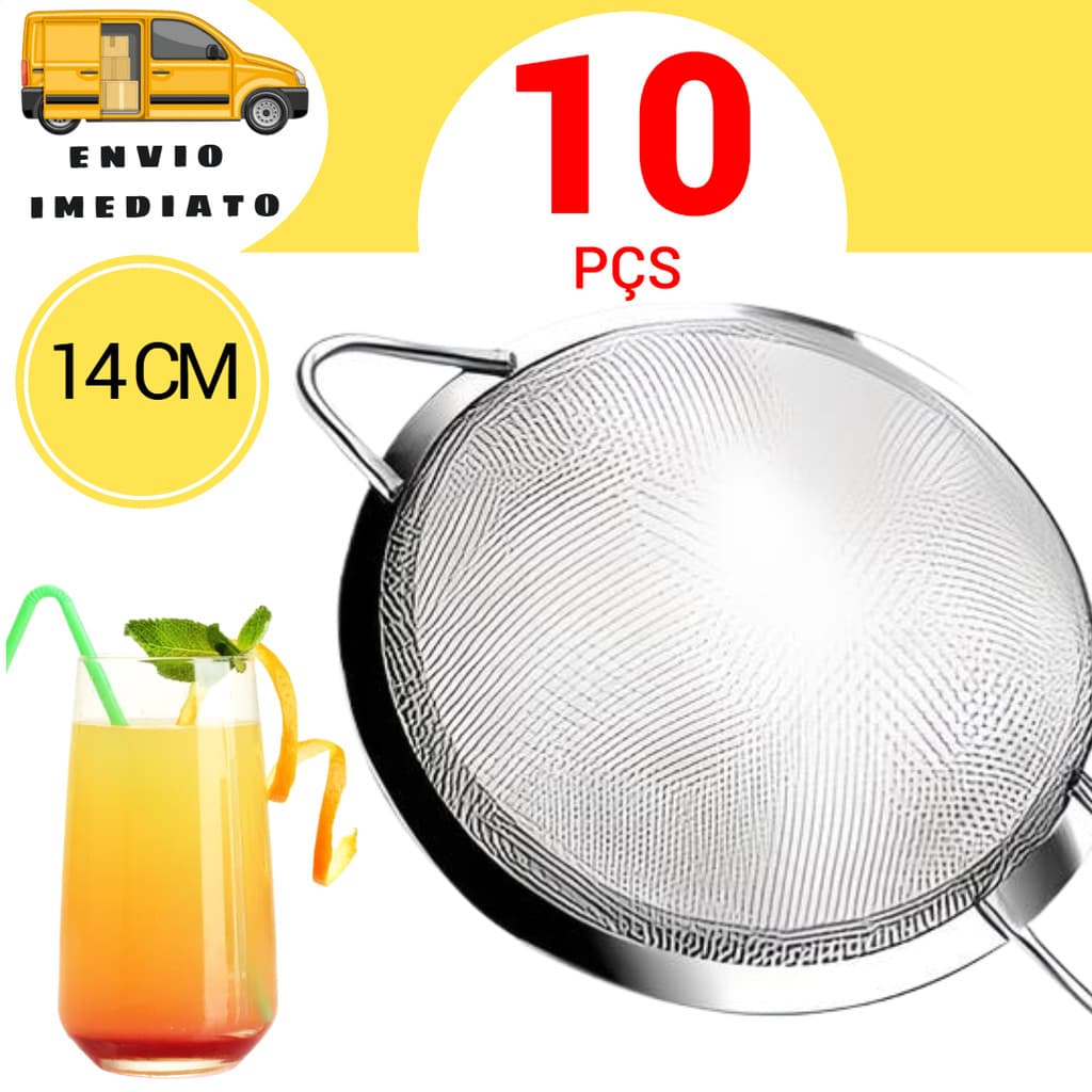 10 Pç Peneira de Aço Inox 14 cm Peneira Grande de Cozinha Peneira de Coar Escorrer Resistente Peneira de Tapioca