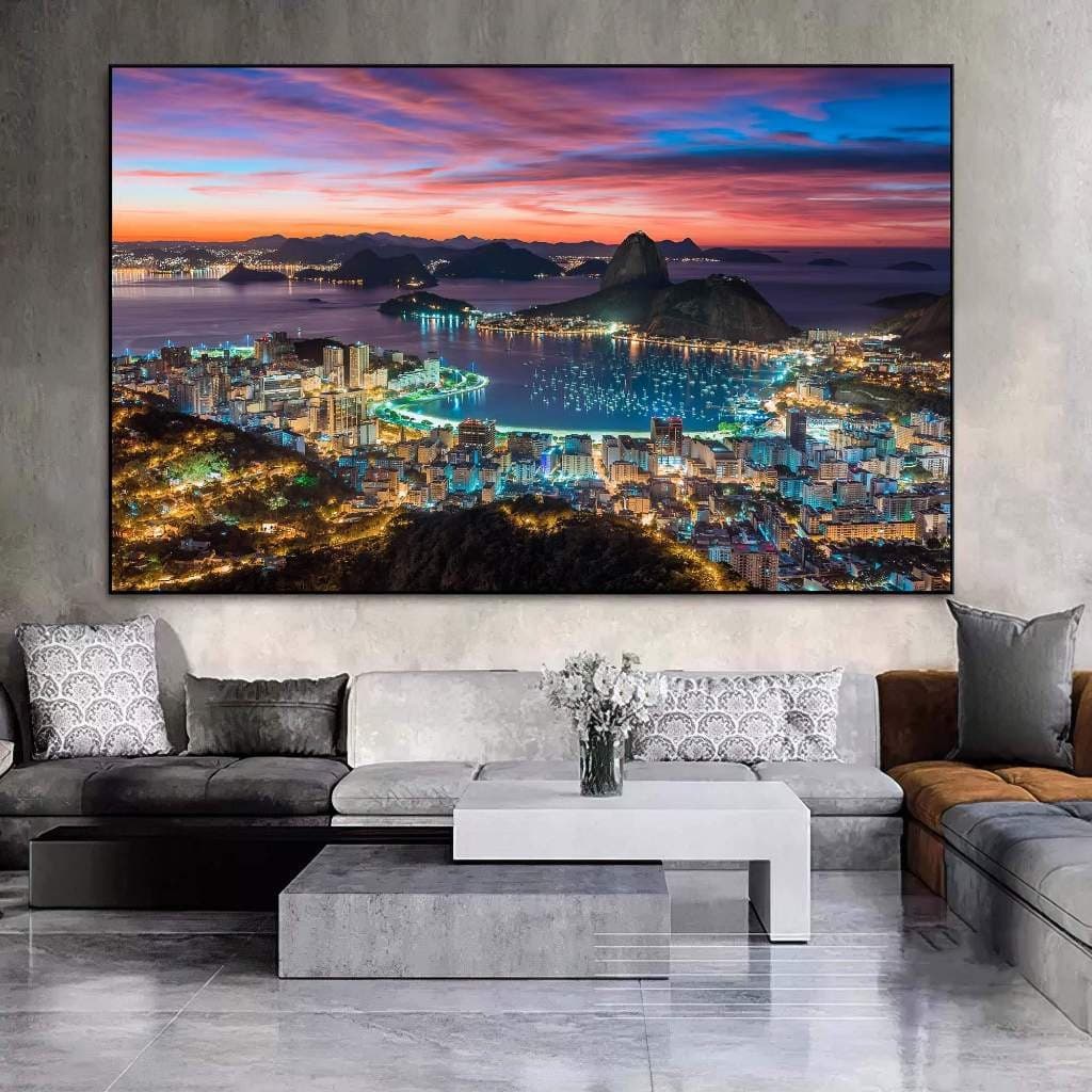 Quadro Decorativo 110x80cm  Encantos do Rio de Janeiro ao Entardecer para um Ambiente de Tranquilidade e Beleza H