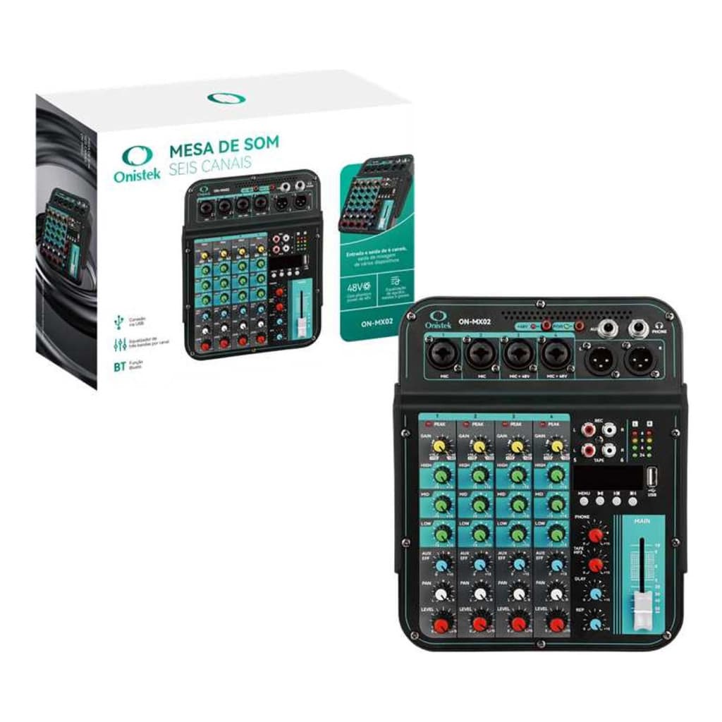 Mesa De Som 6 Canais Usb 48v Bluetooth Onistek Bivolt
