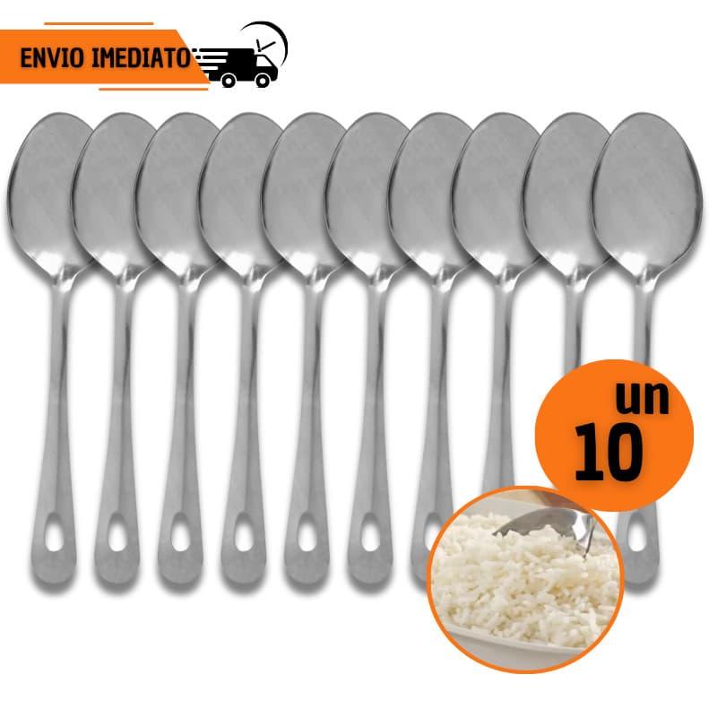 Kit 10/ 5 ou 3 Colheres de Arroz Aço Inox Grande de Arroz Farofa Servir Cozinha Restaurante Refeição