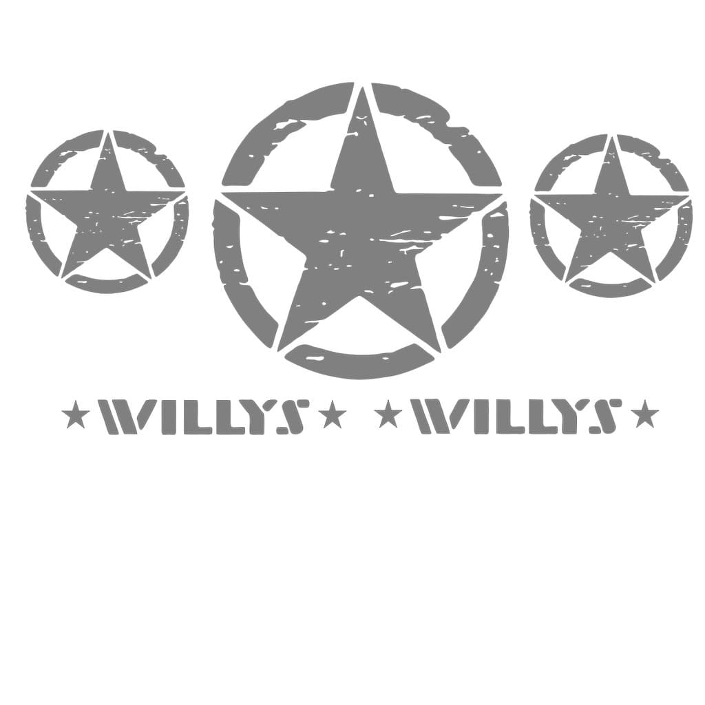 Kit 5 Adesivos Jeep Renegade Willys Estrela Militar - Prata