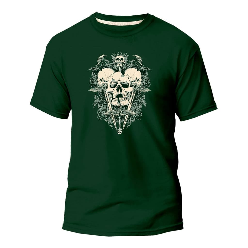 Camiseta Basica Algodão Premium Estampa Digital Crânio White