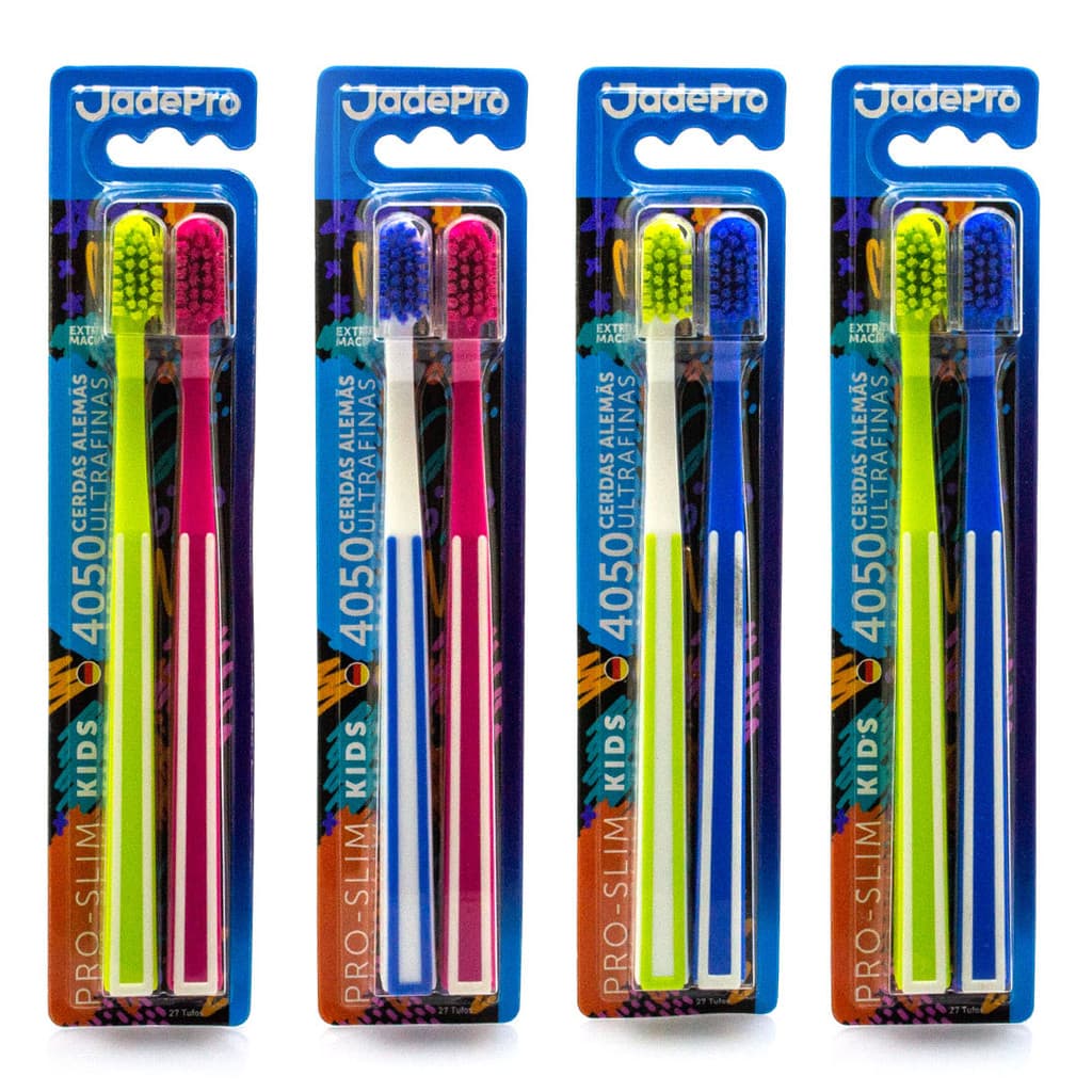Escova de Dente Infantil Pro Slim Kids 4050 Cerdas Ultra finas kit 2un JadePro