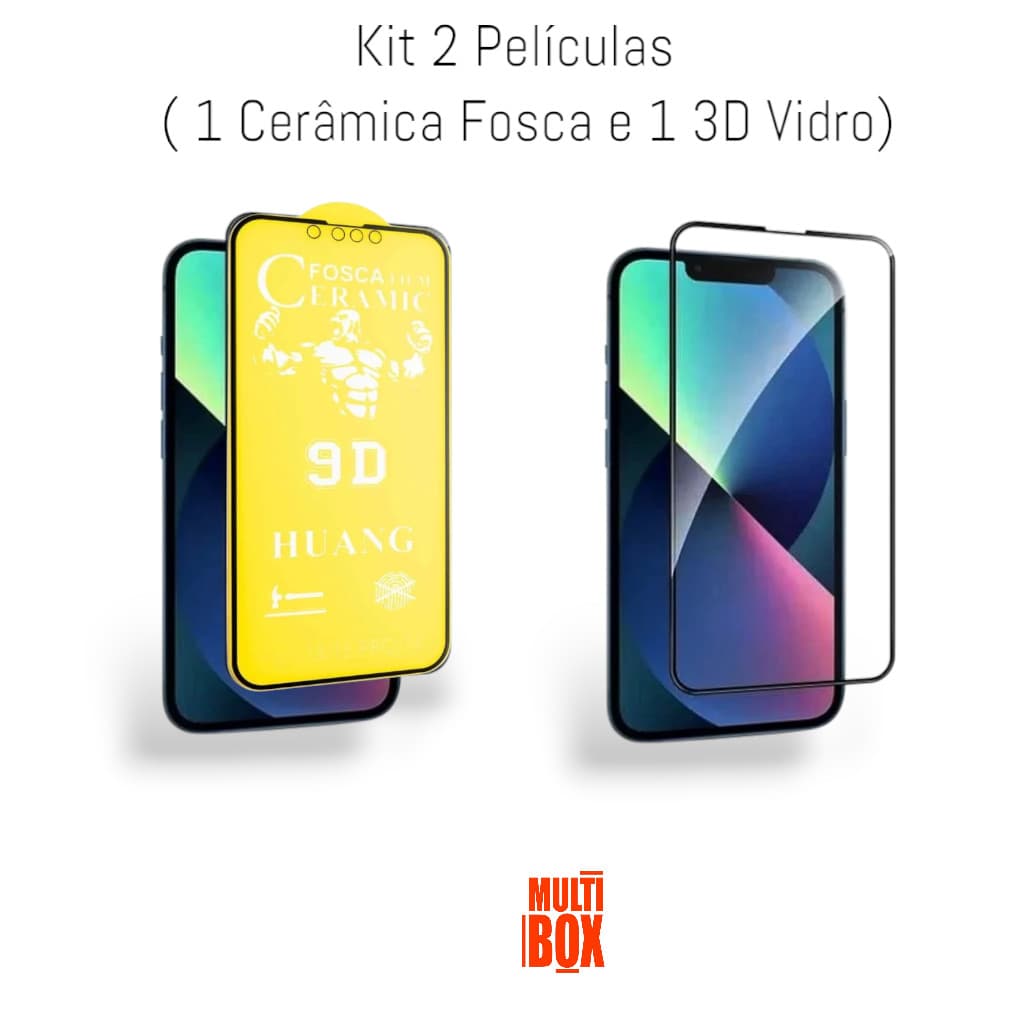 1UN Película 3D de Vidro Temperado + 1UN Cerâmica Fosca para Iphone 14