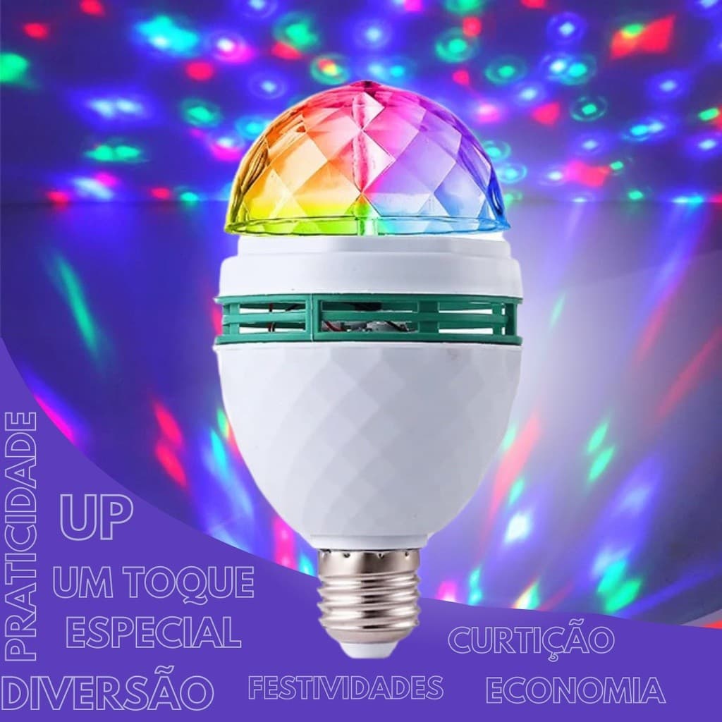 Lâmpada Globo Giratório Colorida Led RGB Com Soquete