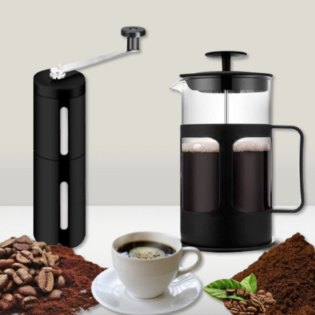 Kit Café Caseiro, Moedor + Prensa Francesa 650ml - Preto