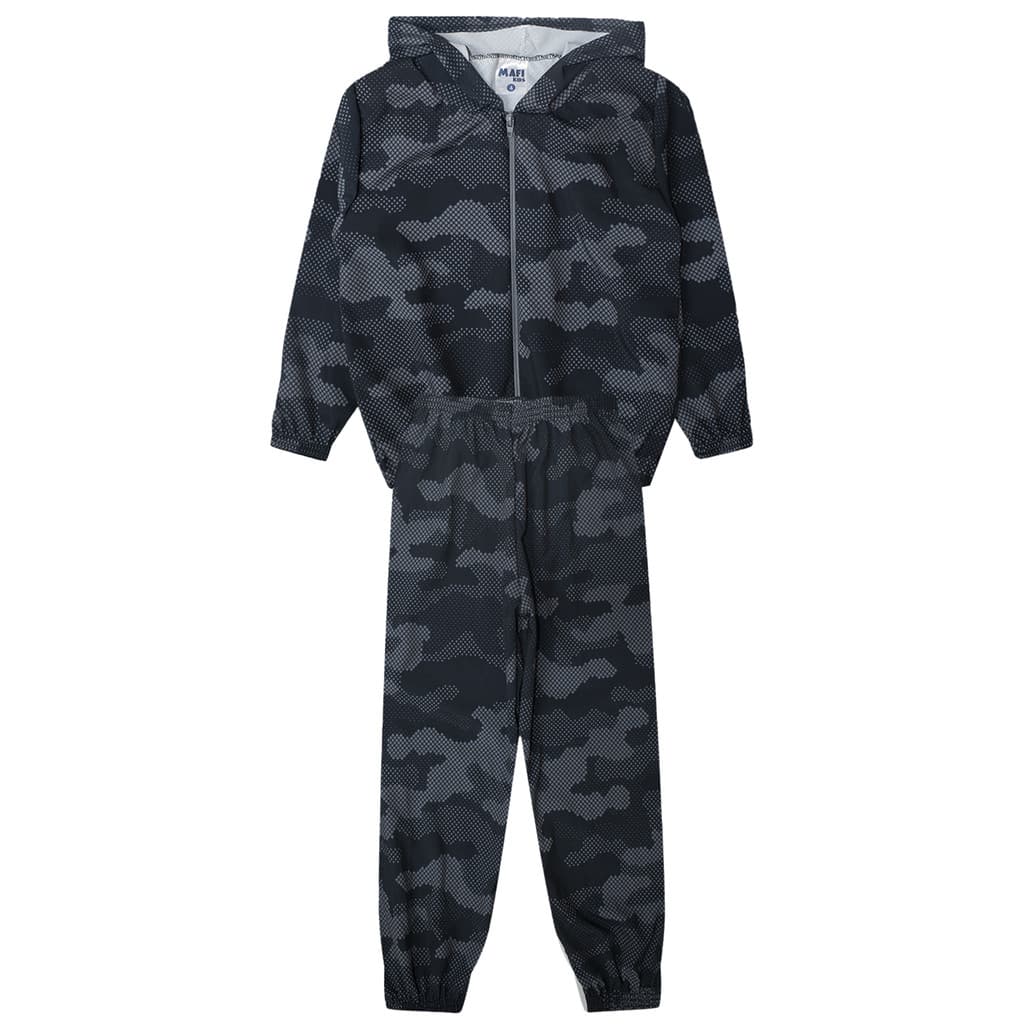 Conjunto Infantil Corta Vento Tactel Camuflado Preto -Mafi Kids