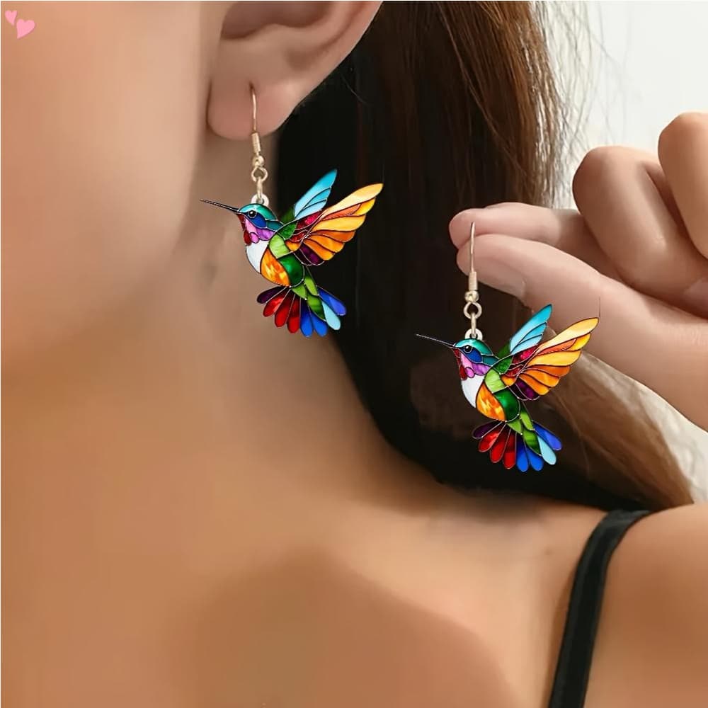Brincos Coloridos De Beija-Flor , 2D Pássaro Para Mulheres Amantes De Pássaros