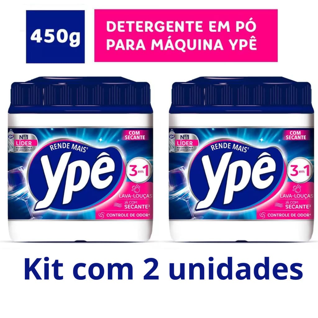 Kit 2 Detergentes Máquina Lava Louças Ypê em pó 450g