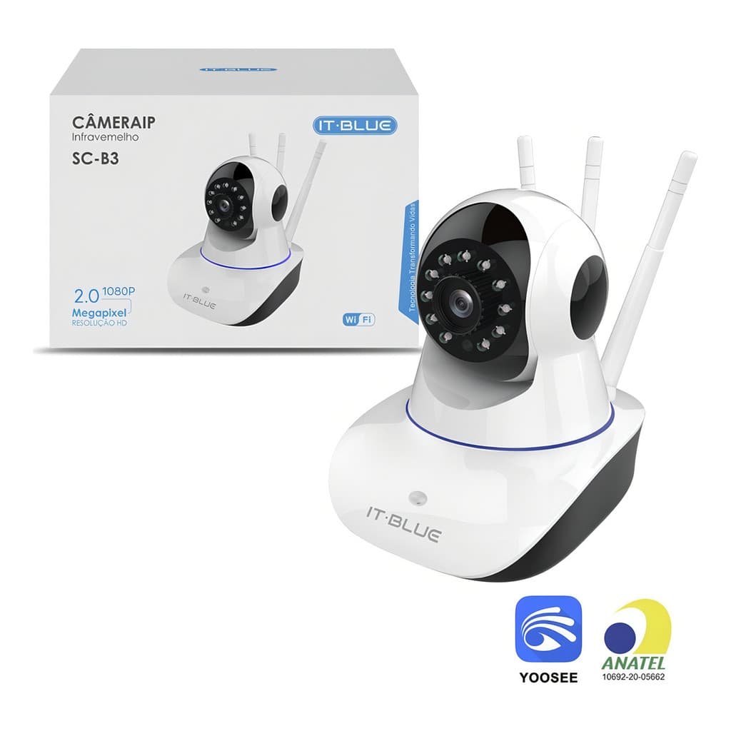 Câmera de Segurança Rotativa WIFI 3 Antenas IP SC-B15: Segurança Inteligente para Sua Casa