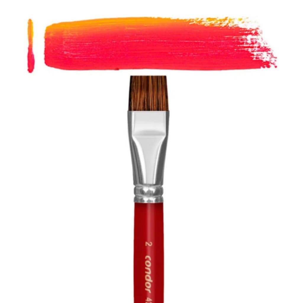 Pincel Chato Curto Orelha De Boi Longo Vermelho 421-0 Condor