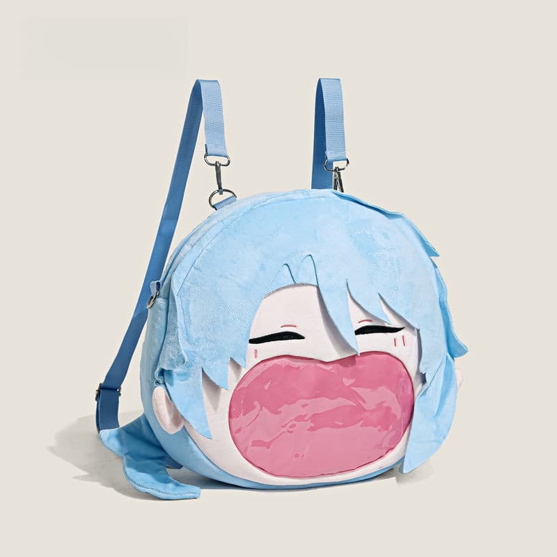 Mochila de Veludo Kamisato Ayato de Genshin Impact, Bolsa Escolar para Armazenamento de Bonecas, Bolsa Transversal de Pe