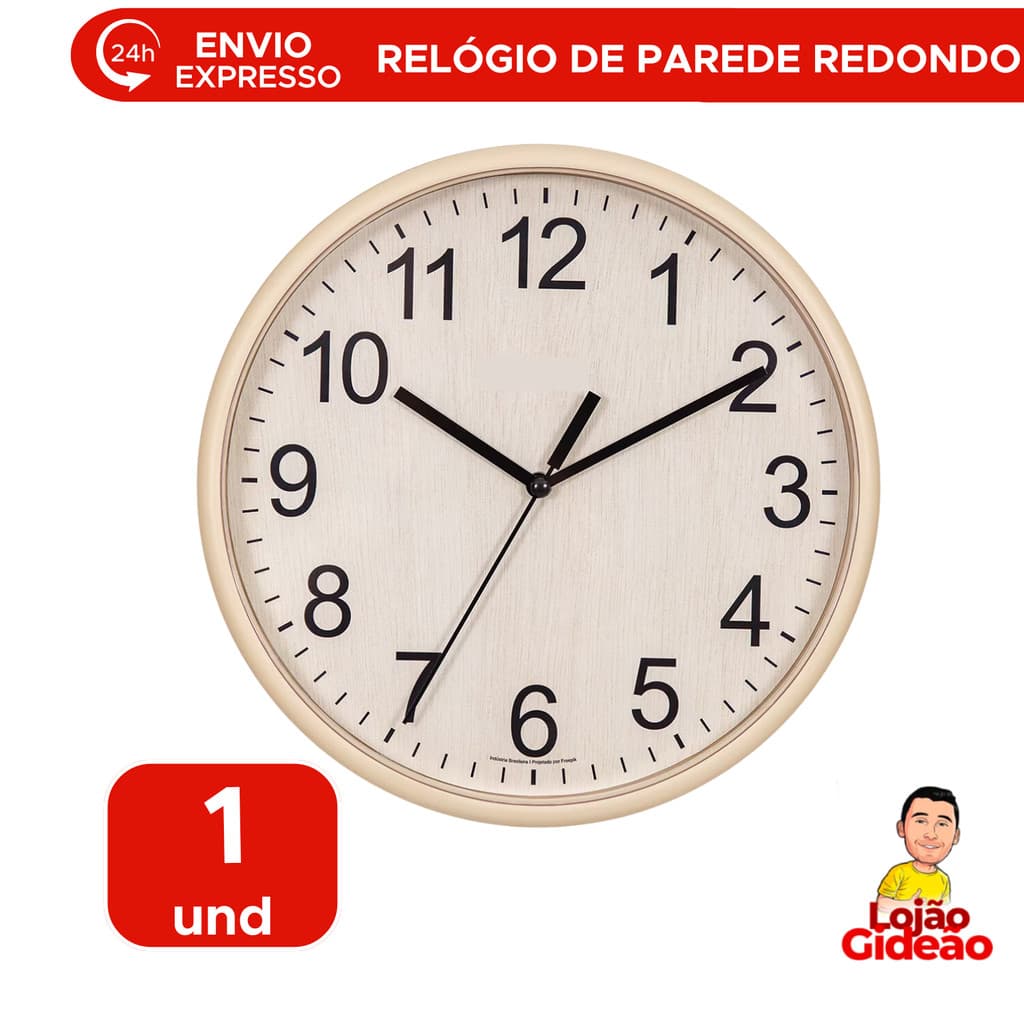 Relógio de Parede Redondo PP Dourado 25cm