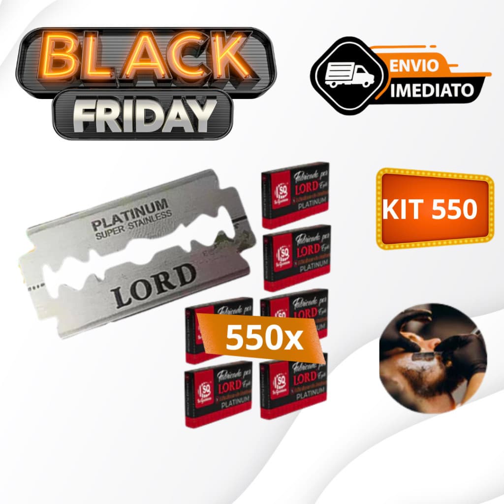 Kit 550 Lâminas Para Barbear LORD PLATINUM Profissional Gillete Para Barbeiros