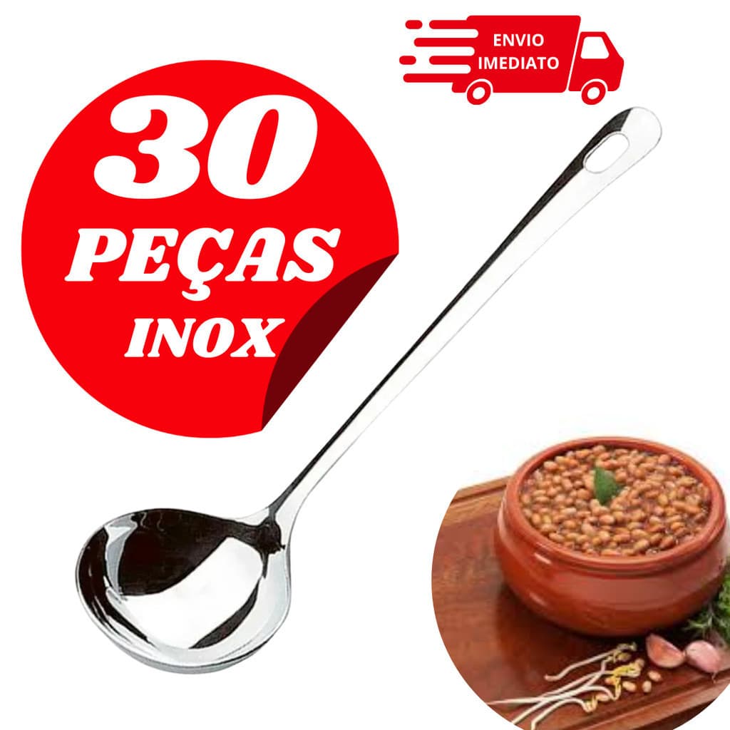 Kit com 30 Conchas de Inox para Feijão Caldos Sopas E Molhos Ideal Para Cozinha De Casa e Restaurante