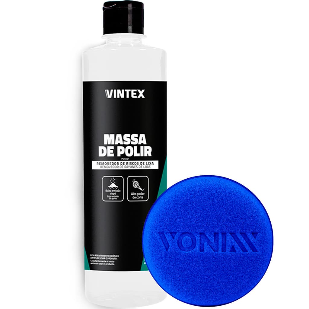 Massa de Polir 500ml Vintex Vonixx com Aplicador de Espuma Tira Riscos