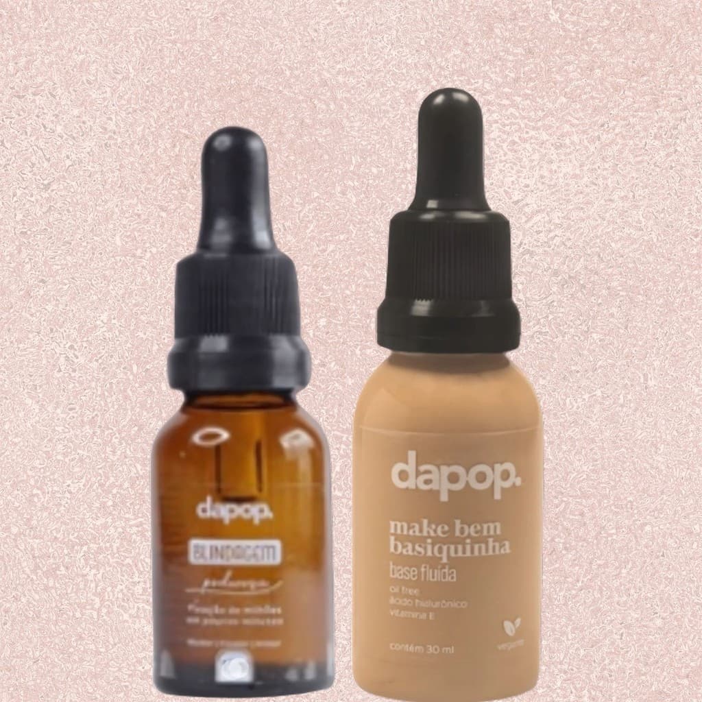 Kit Base Fluida Bem Basiquinha + Blindagem 3em1 Primer, Fixador e Diluidor de Maquiagem Dapop