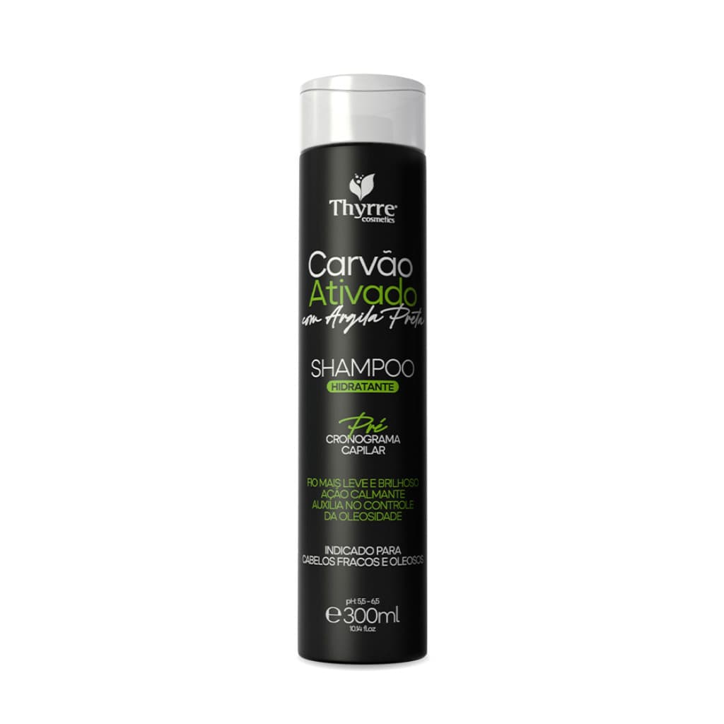 Shampoo Carvão Ativado Hidratação Cronograma Capilar 300ml Thyrre Cosmetics