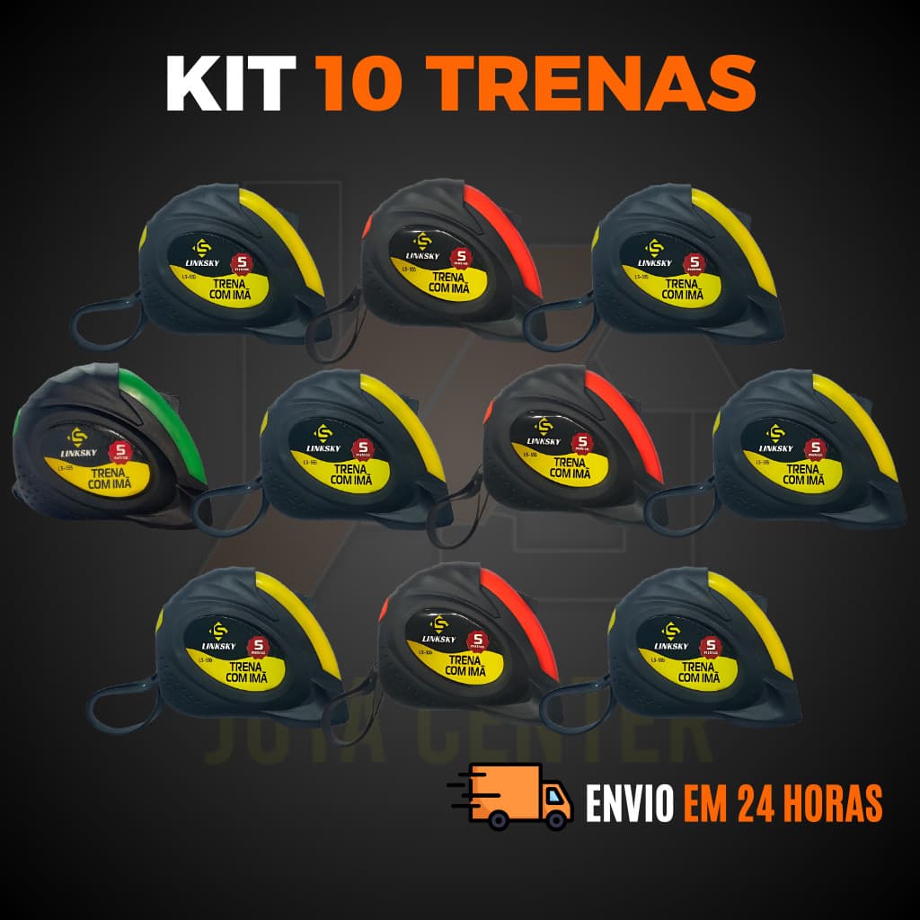Kit Trena Métrica 5 Metros Fita de Aço Profissional Emborrachada