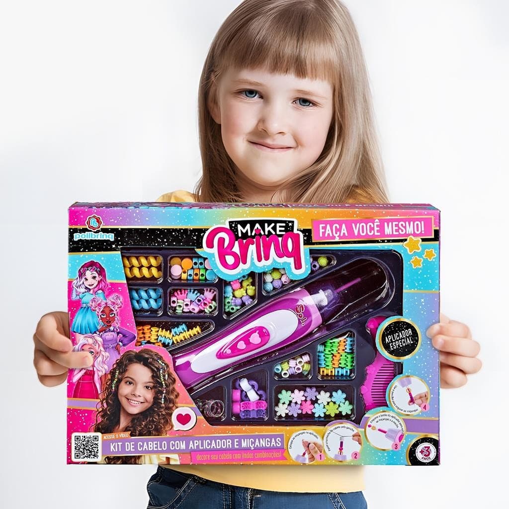 Brinquedo Fazer Tranças Cabelo C/ Acessórios Miçangas Okay